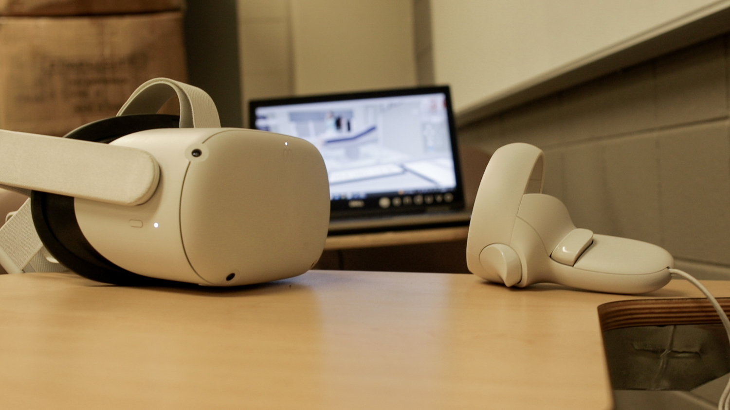 VR headset connected to Enduvo software